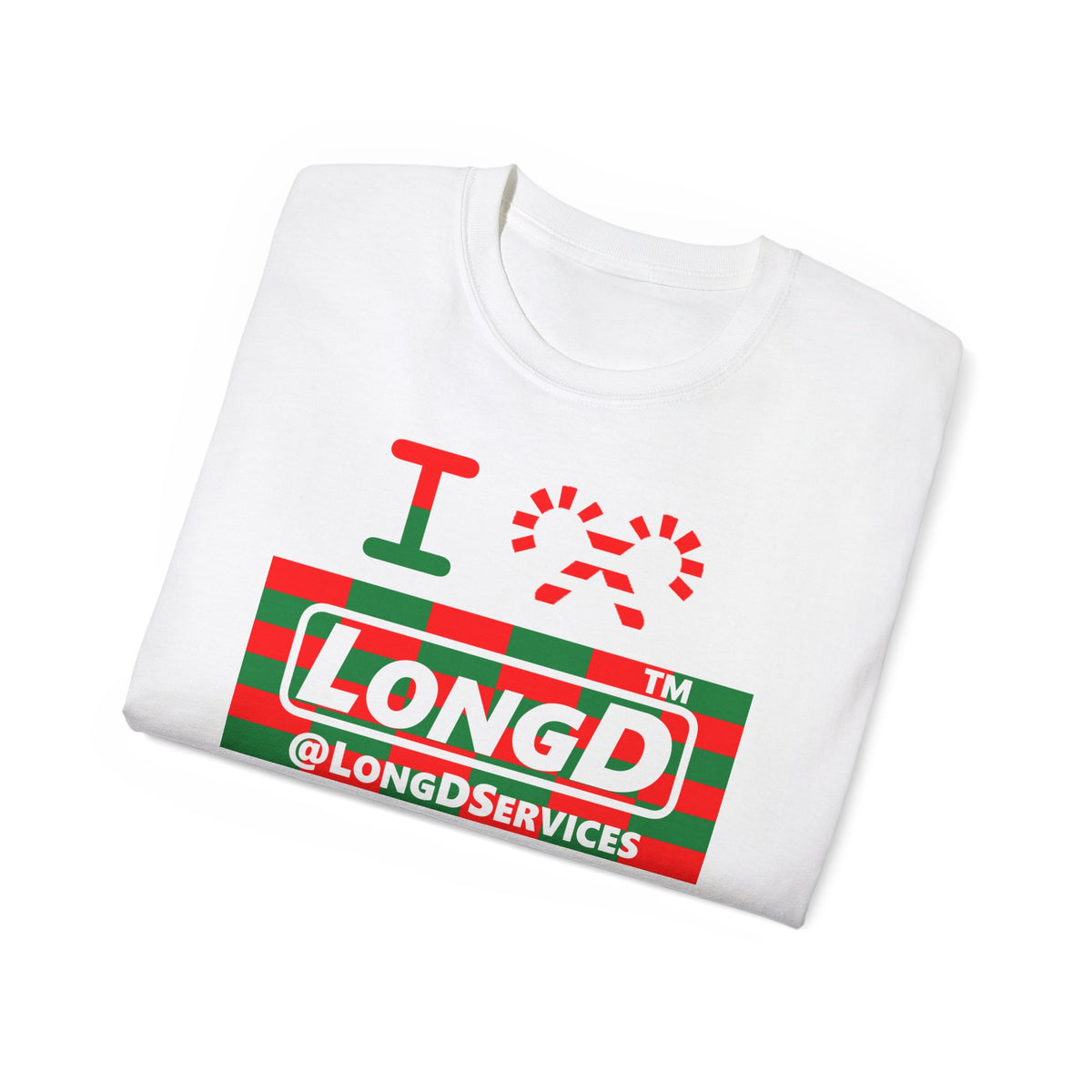 I candy cane LongD Tag negative tiled logo cotton tee