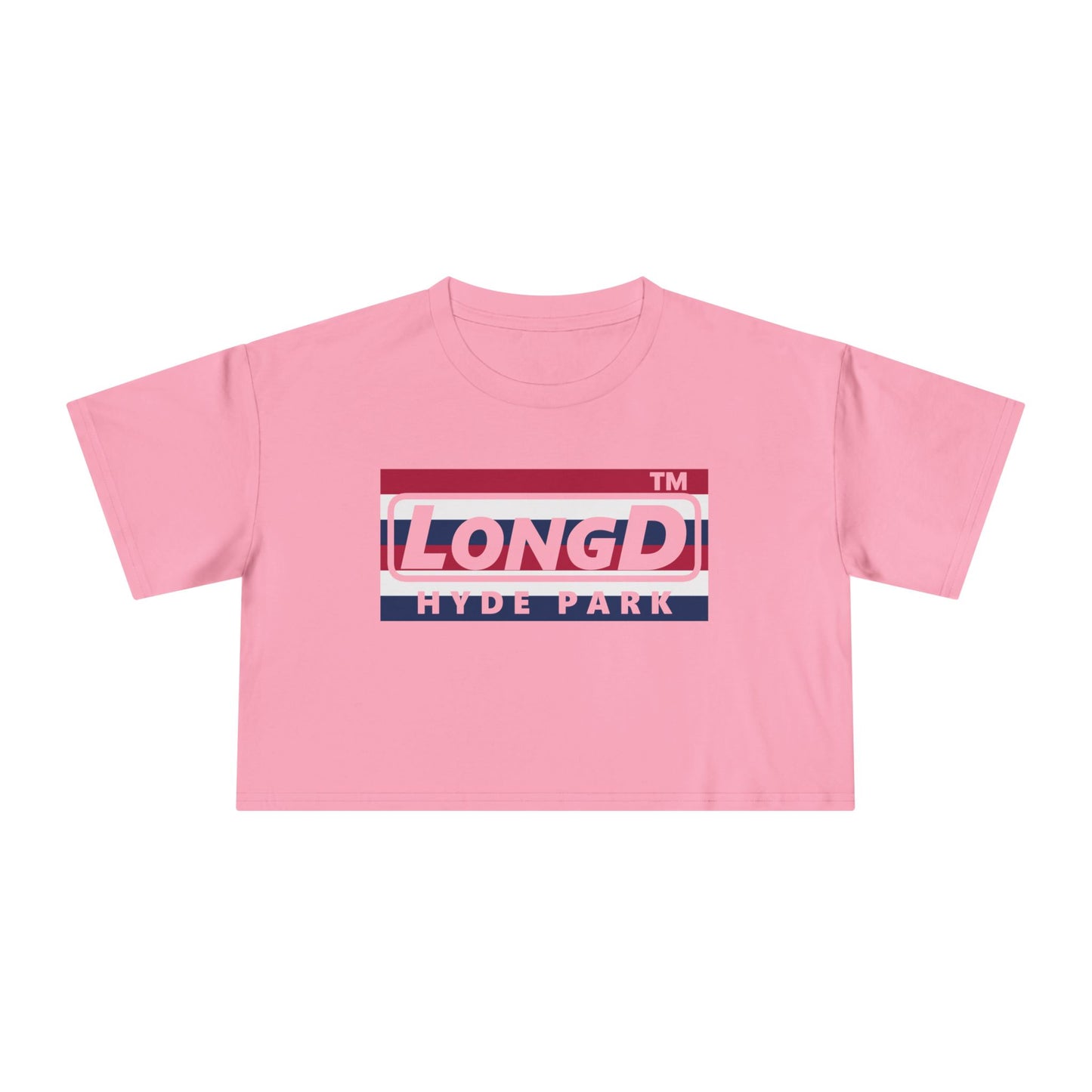 LongD negative horizontal 6-striped Hyde Park Logo Crop Tee (Patriotic colors)