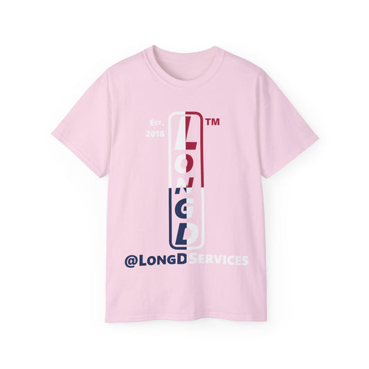 LongD cotton tee positive quarters tag upright logo (Patriotic colors)