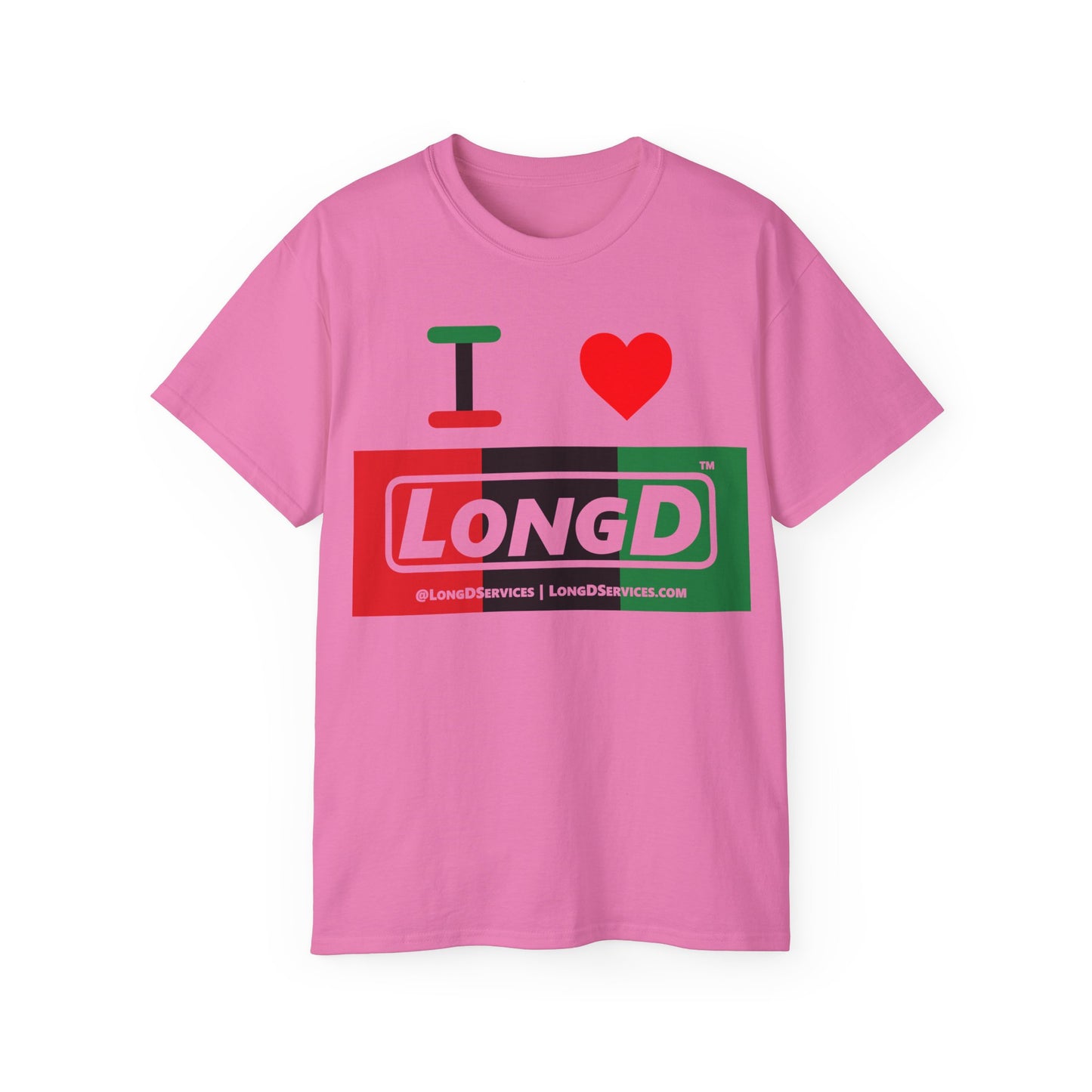 I Luv LongD® Logo Cotton Tee Juneteenth negative thirds text