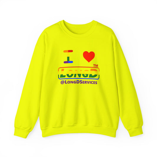 I Luv LongD positive horizontal striped front-back tag logo crewneck sweatshirt (Pride colors)