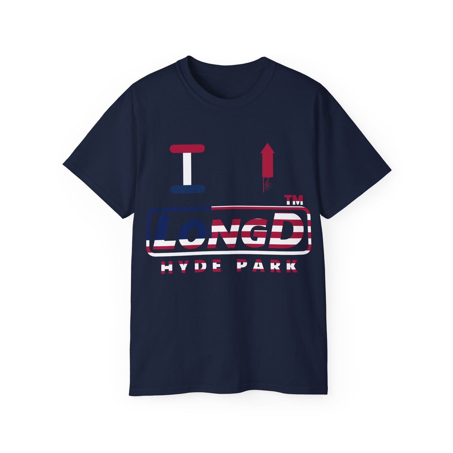 I firecracker LongD positive flag Hyde Park logo cotton tee