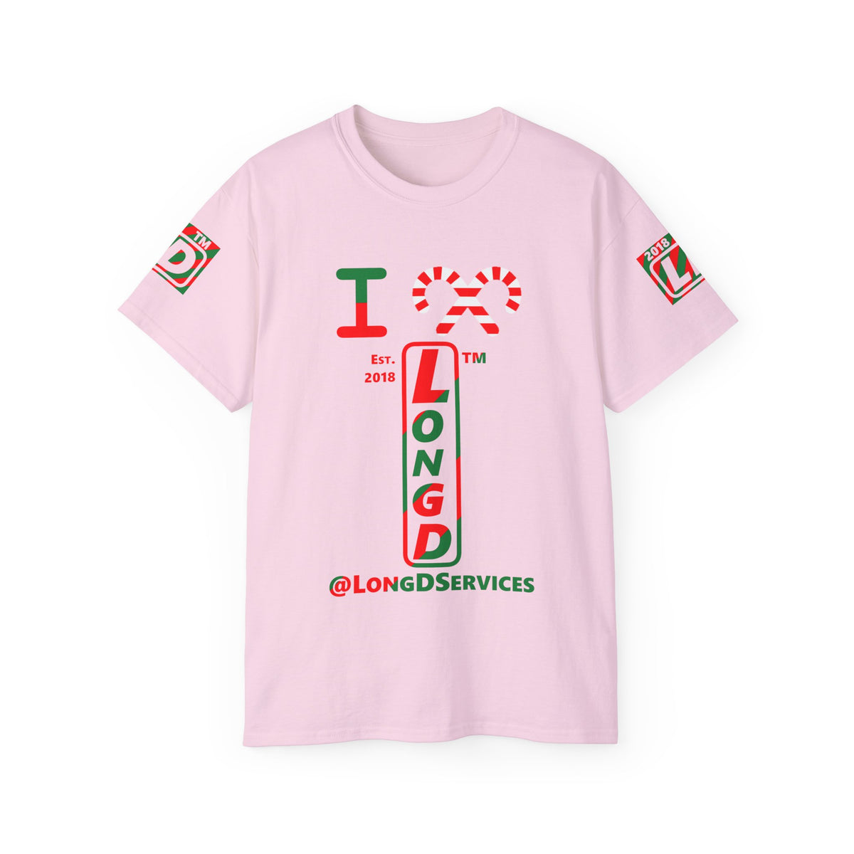 I candy cane LongD Tag positive upright pixel-weighted 4-striped 4-print logo cotton tee