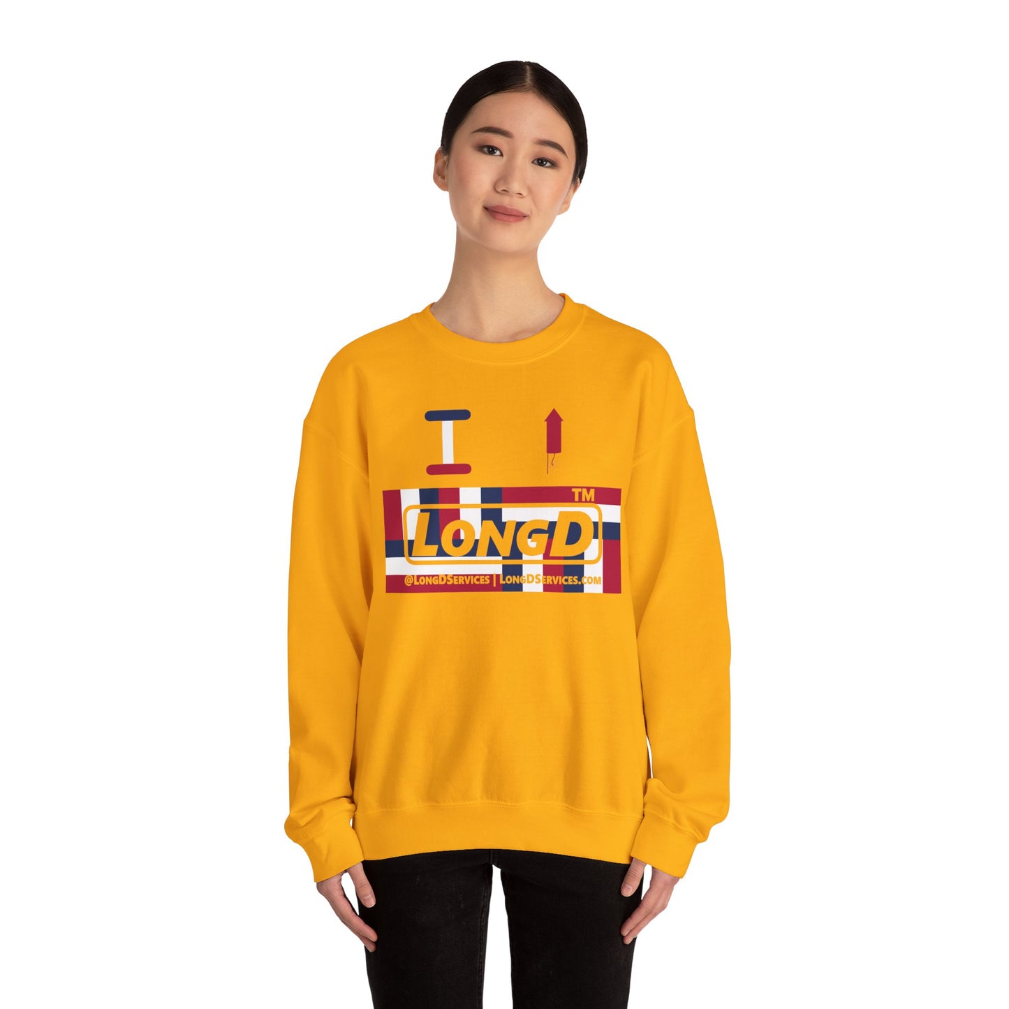 I firecracker LongD negative modified windmill tag-domain logo crewneck sweatshirt