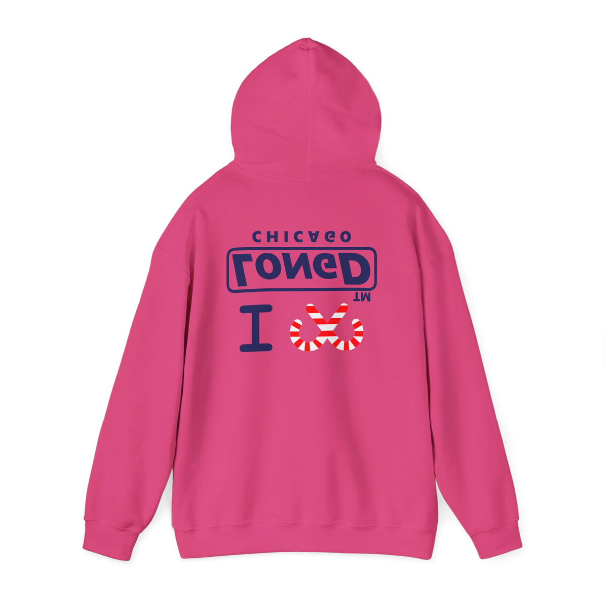 I candy cane LongD Chicago positive official basic navy front-back logo hoodie