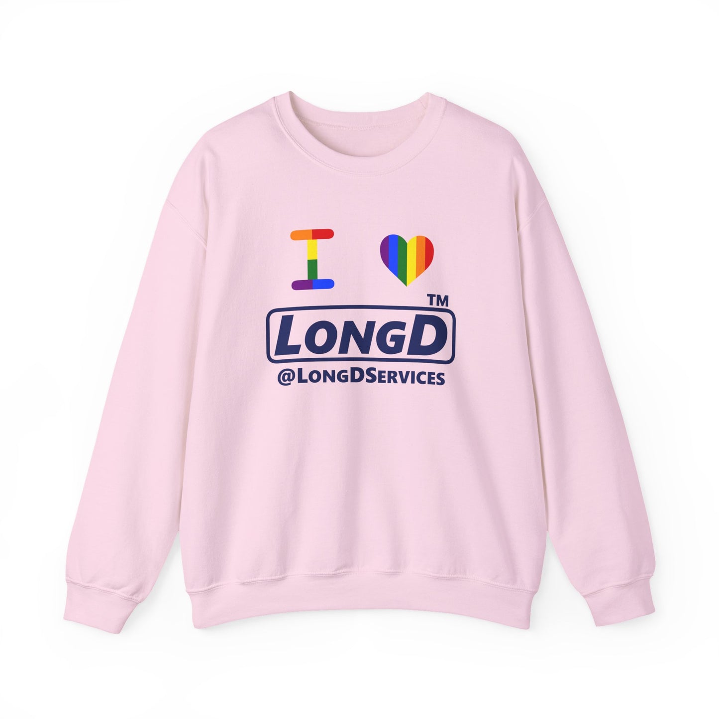 I Luv LongD official basic tag logo crewneck sweatshirt with Pride heart