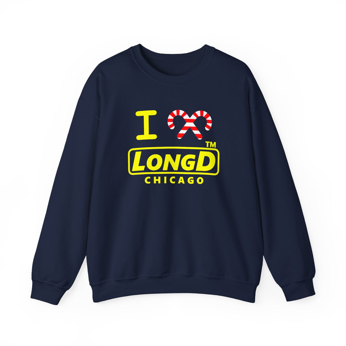 I candy cane LongD Chicago positive alternate basic yellow logo crewneck sweatshirt