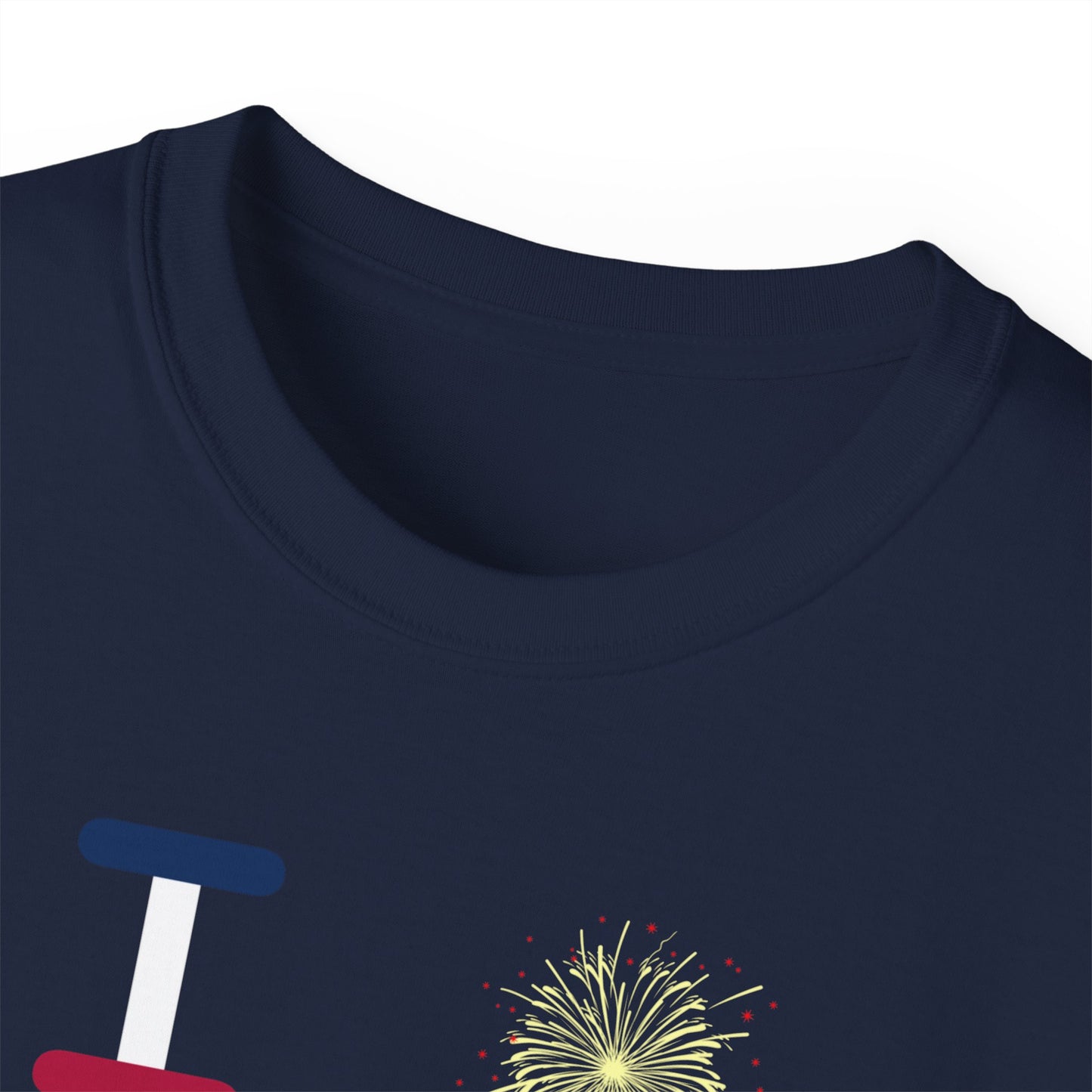 I Burst LongD cotton tee negative flag Chicago upright logo (Patriotic colors)