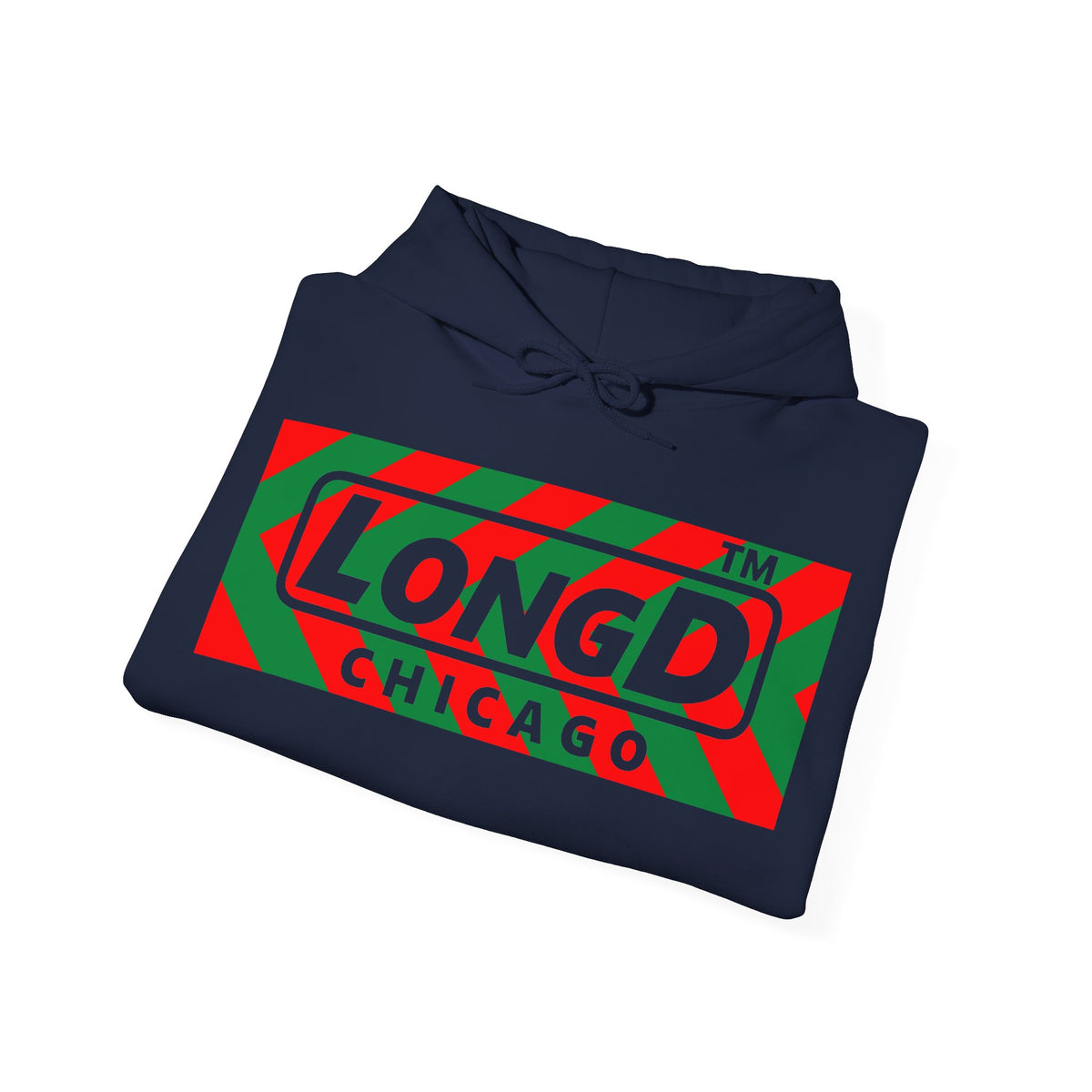 LongD Chicago negative leftward chevron logo (Xmas colors) hoodie