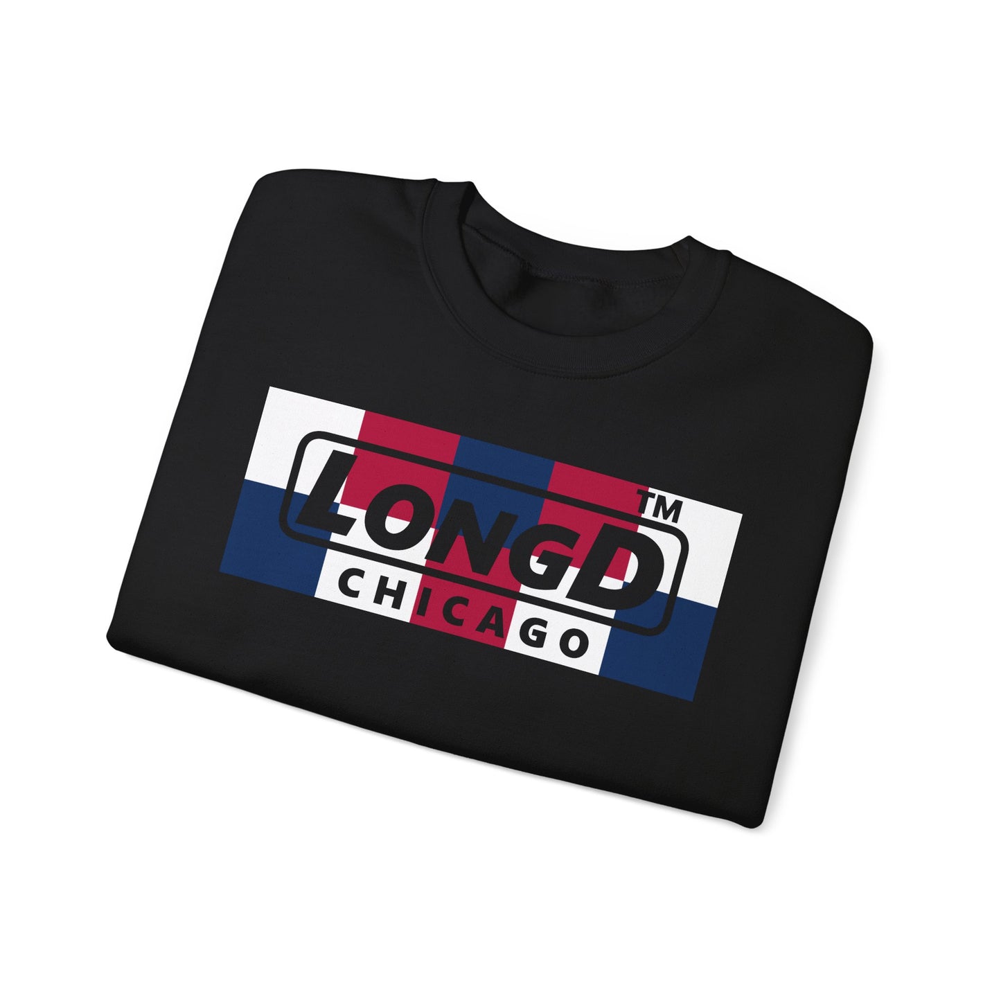 LongD negative 2x5 Chicago logo crewneck sweatshirt (patriotic colors)