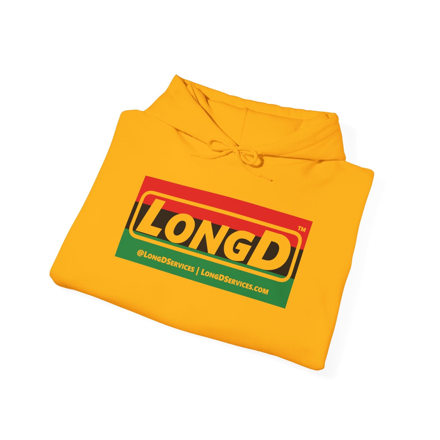 LongD® Logo Hoodie with Juneteenth striped negative text