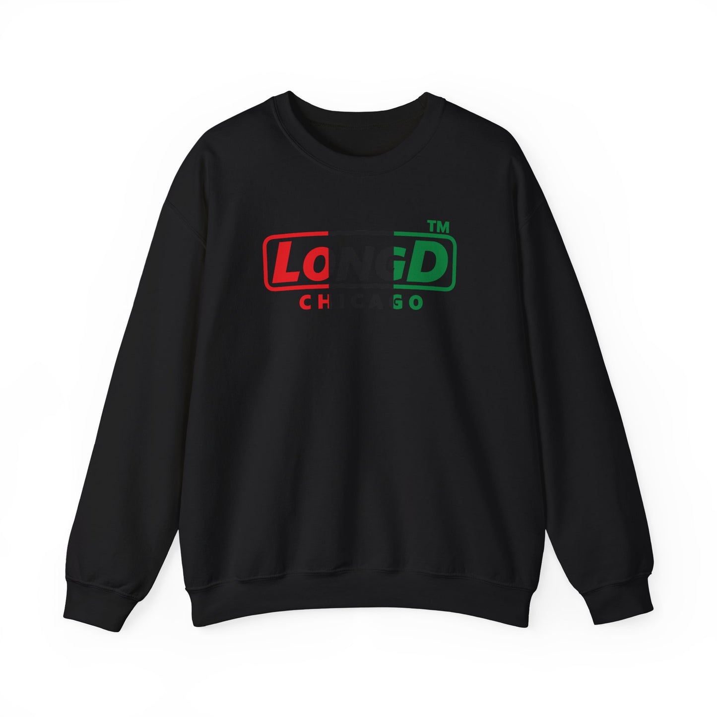 LongD positive vertical 3-striped Chicago logo crewneck sweatshirt (Juneteenth colors)