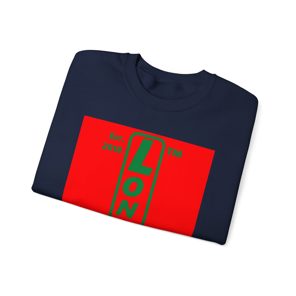 LongD Chicago upright logo positive green on negative red (Xmas colors) crewneck sweatshirt