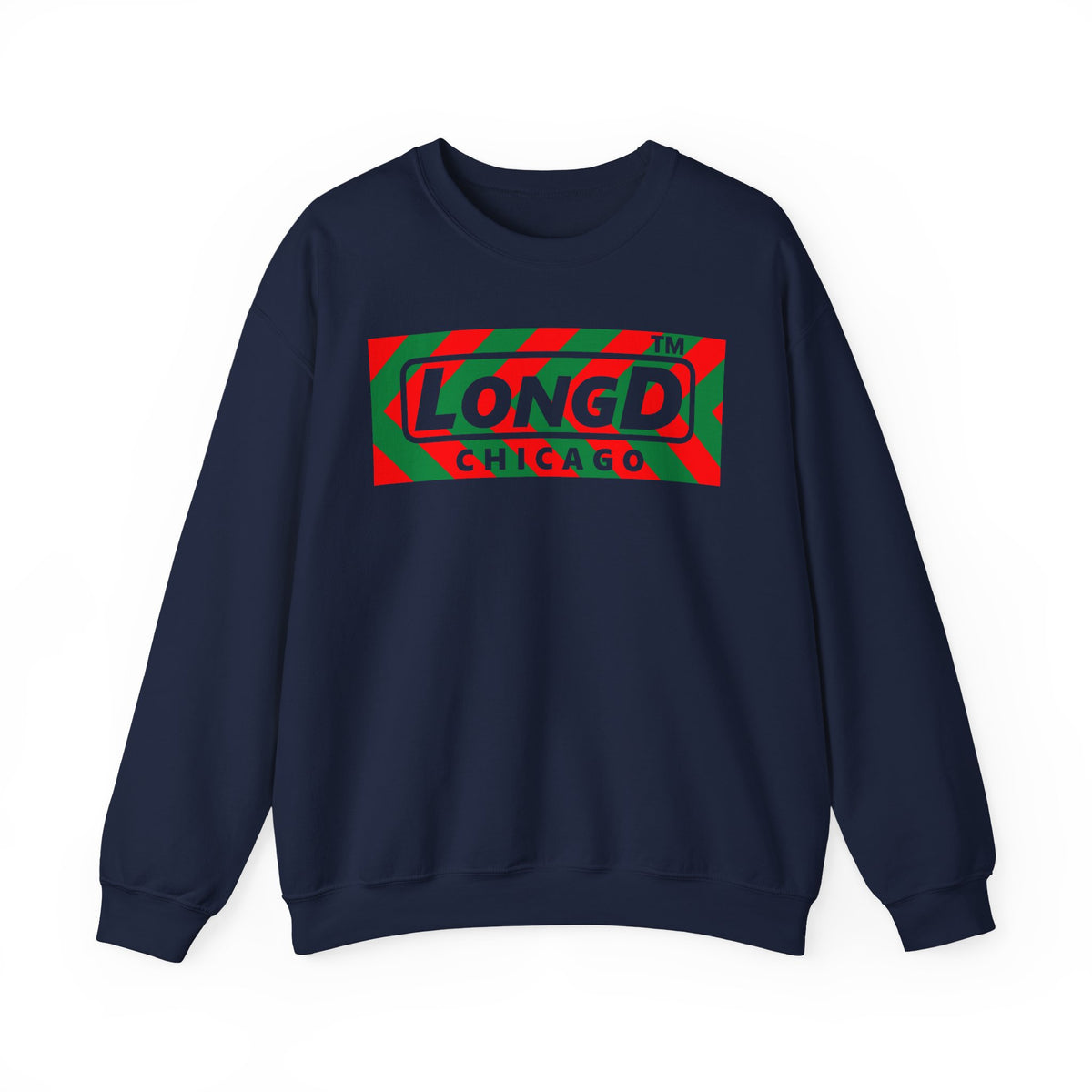 LongD Chicago negative leftward chevron logo (Xmas colors) crewneck sweatshirt