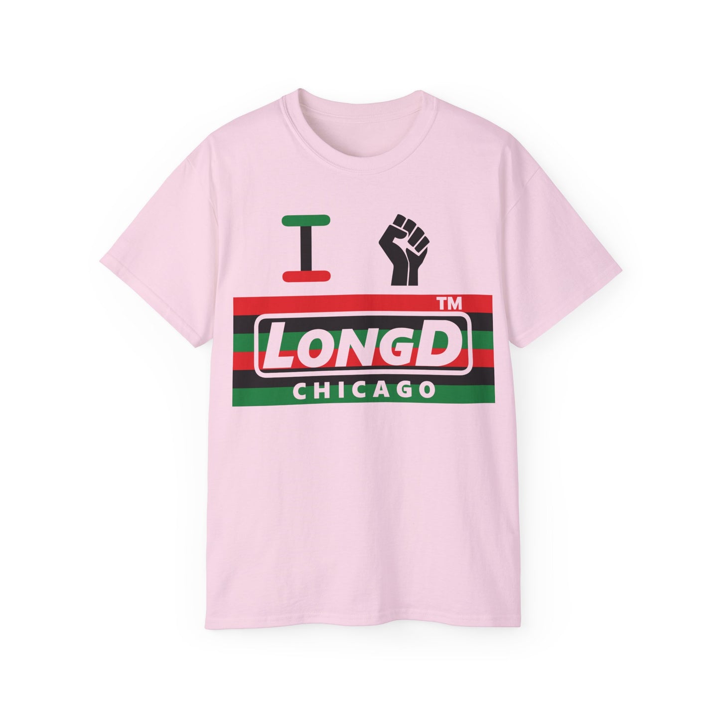 I fist LongD negative horizontal 6-striped Chicago logo cotton tee