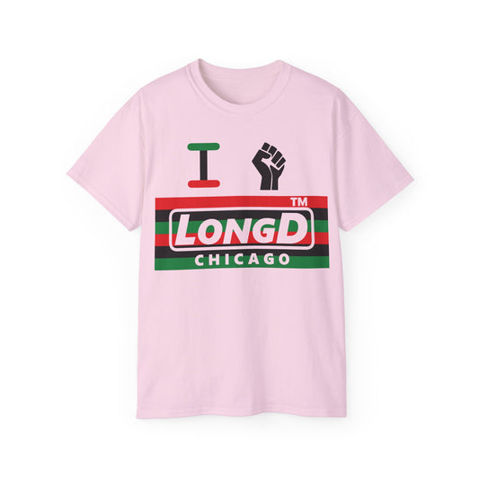 I fist LongD negative horizontal 6-striped Chicago logo cotton tee