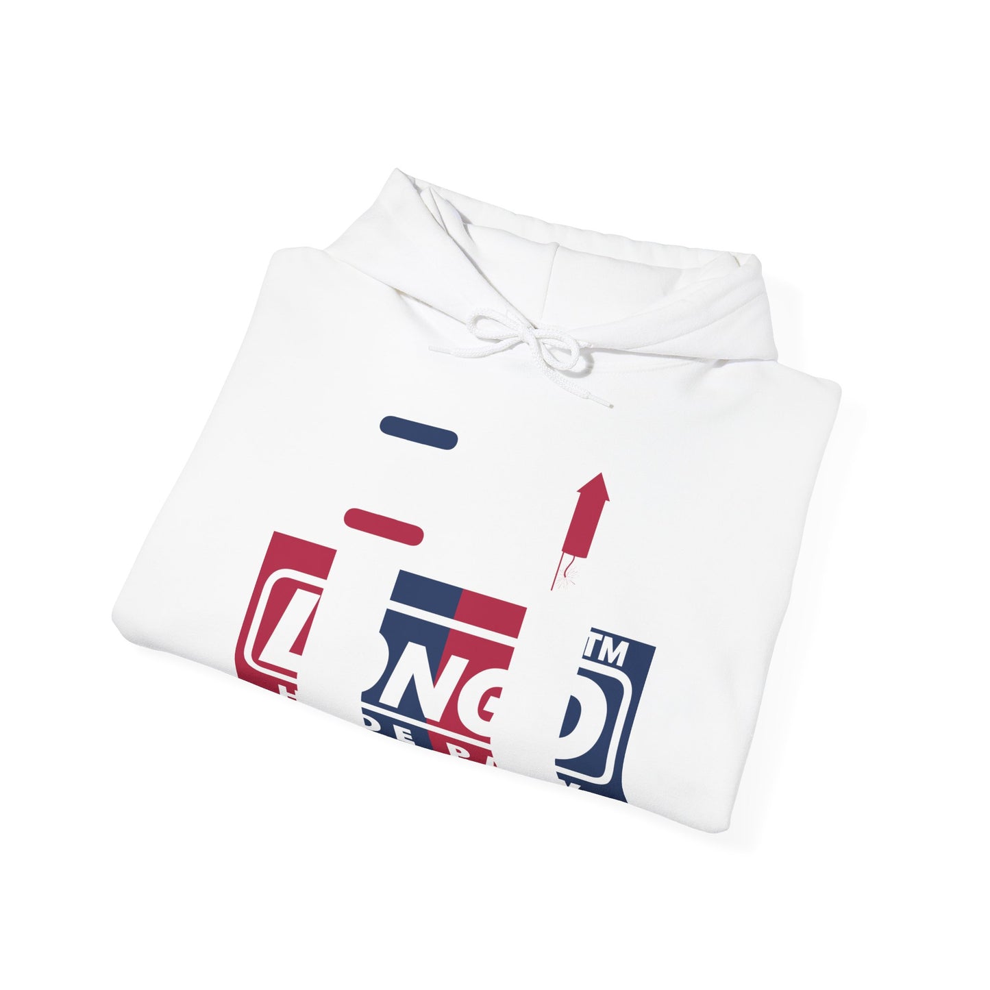 I firecracker LongD® negative vertical 6-striped Hyde Park logo hoodie