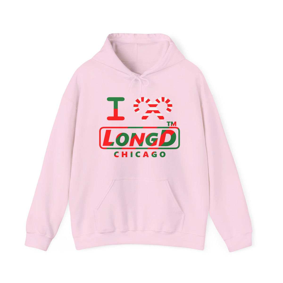 I candy cane LongD Chicago positive pixel-weighted 6-striped logo hoodie