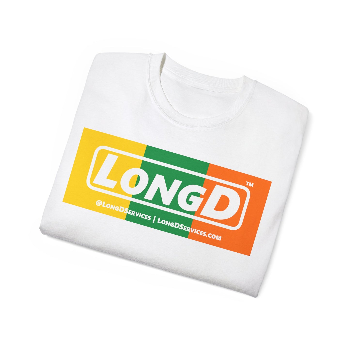 LongD® Logo Cotton Tee (St. Patrick's Day -Irish Green, Golden Yellow and Irish Orange negative thirds)