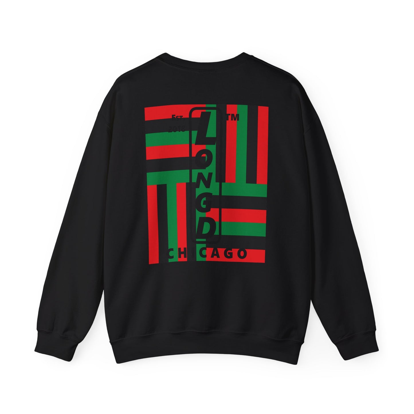 I Fist LongD negative windmill Chicago upright front-back logo crewneck sweatshirt
