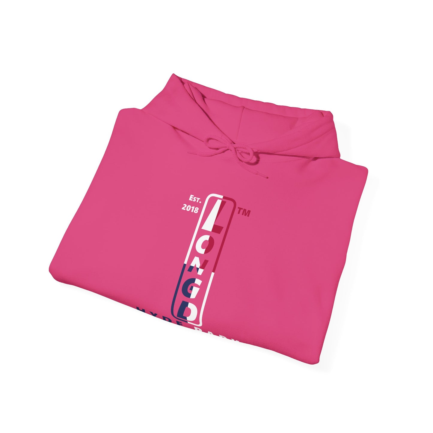LongD® positive quarters upright Hyde Park logo hoodie (Patriotic colors)