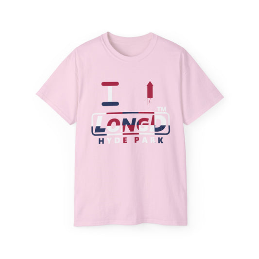 I firecracker LongD positive 2x5 front-back Hyde Park logo cotton tee