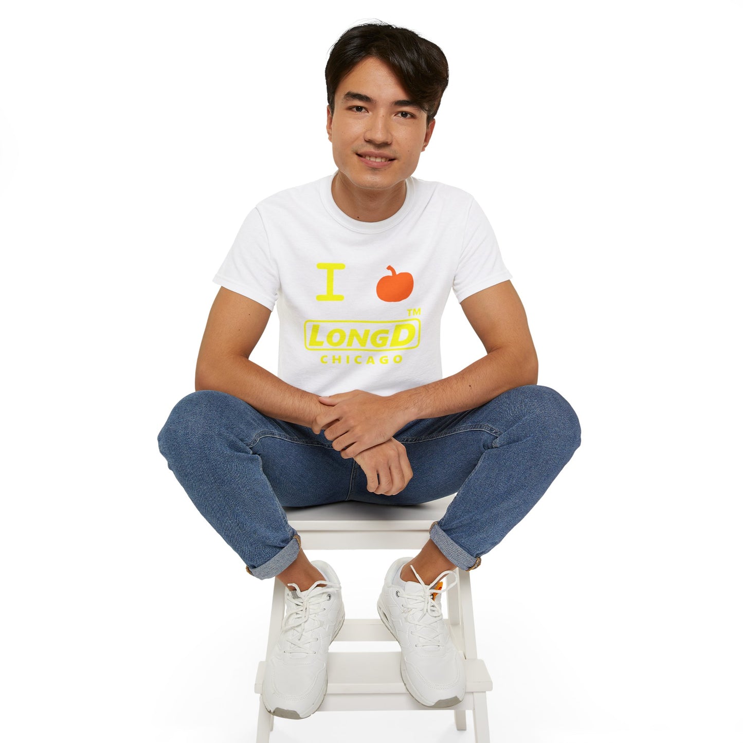 I Pumpkin LongD® Logo Cotton Tee positive yellow basic Chicago logo