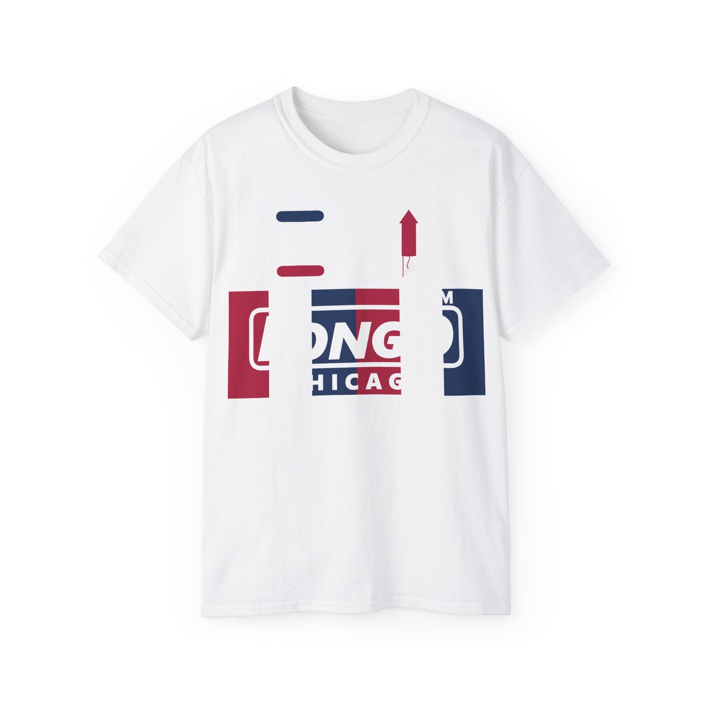 I firecracker LongD negative vertical 6-striped Chicago logo cotton tee