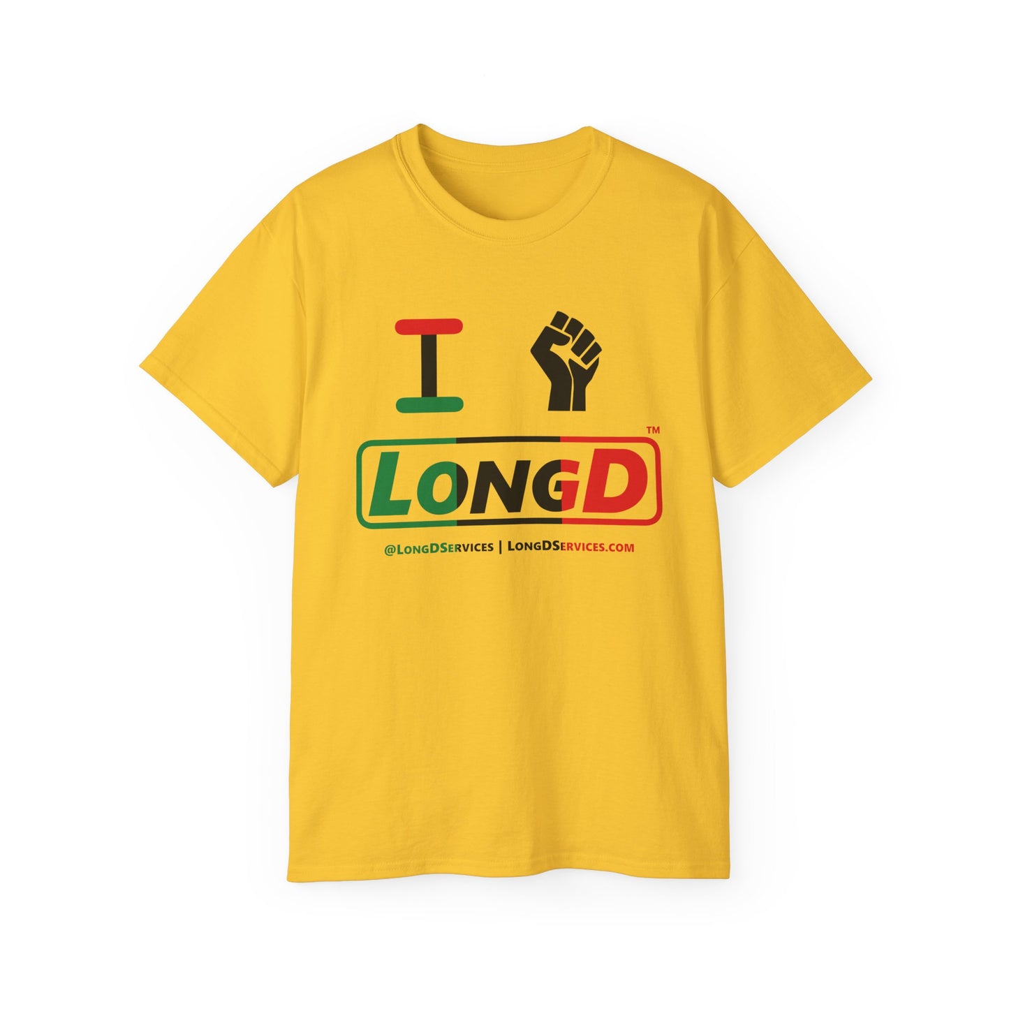 I Fist LongD® Logo Cotton Tee Juneteenth black fist positive thirds text
