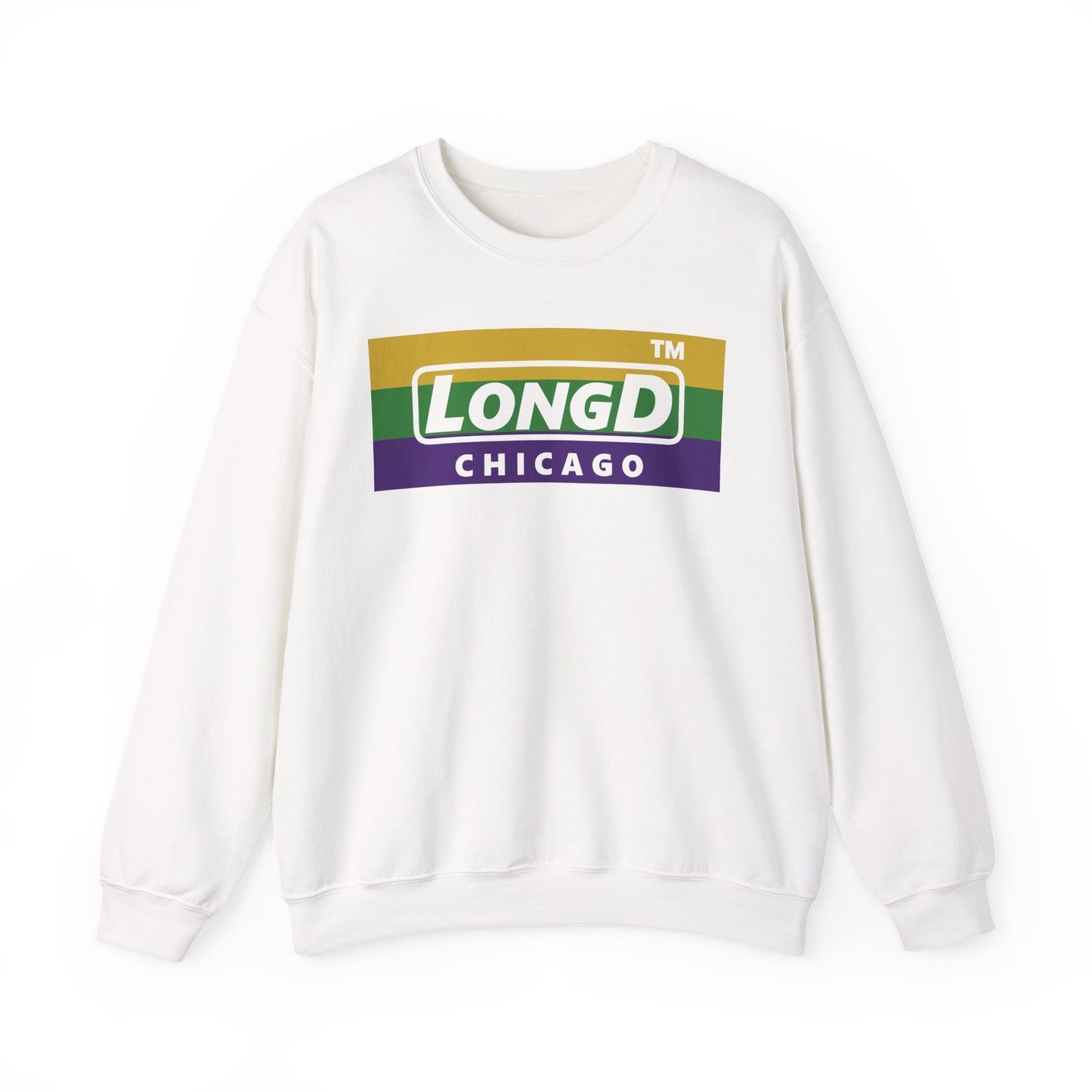 LongD negative striped Chicago logo crewneck sweatshirt
