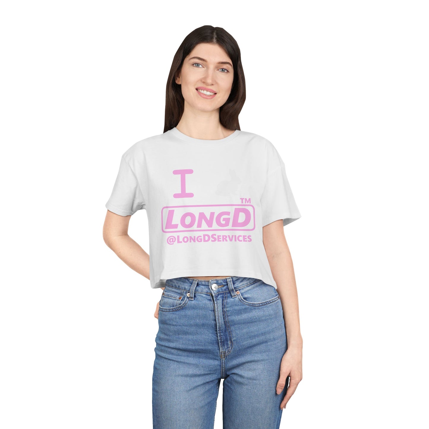 I Bunny LongD positive pink Tag Logo Crop Tee