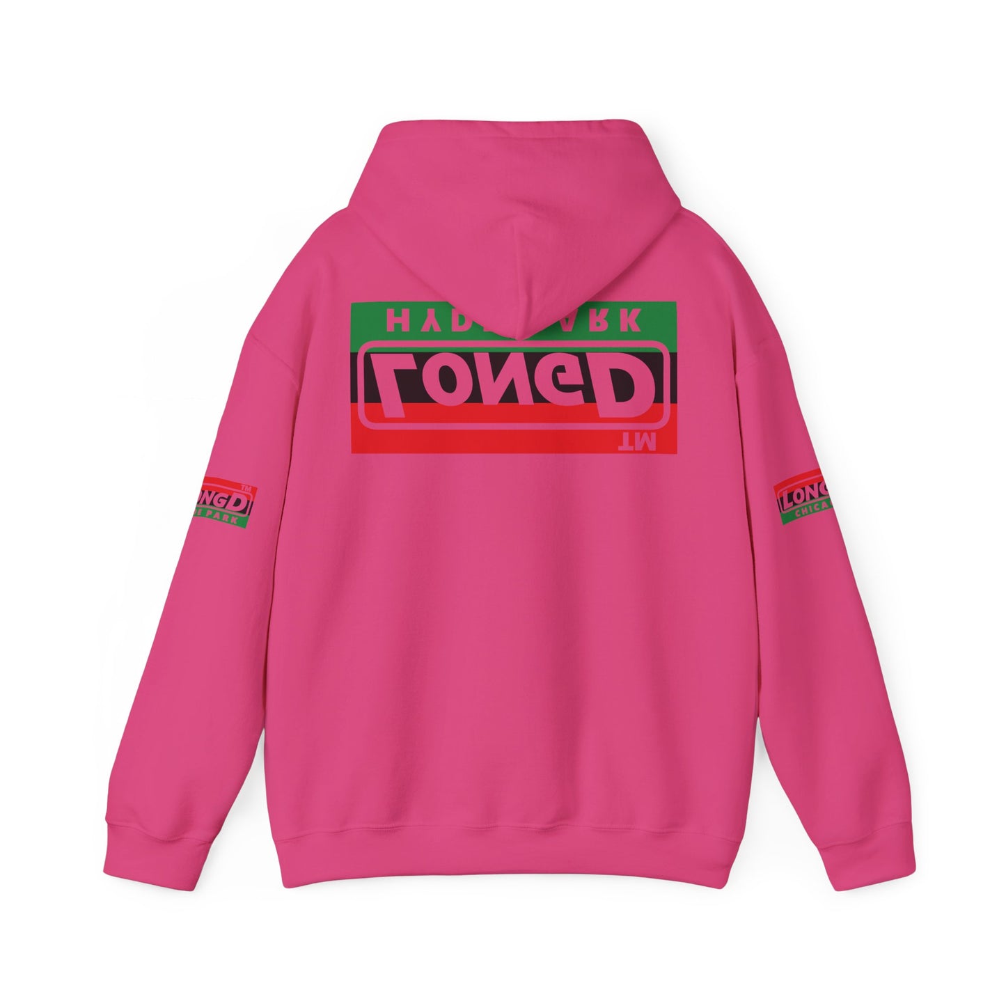 LongD® basic official Hyde Park 4-print flipped-back logo Hoodie (Juneteenth colors)