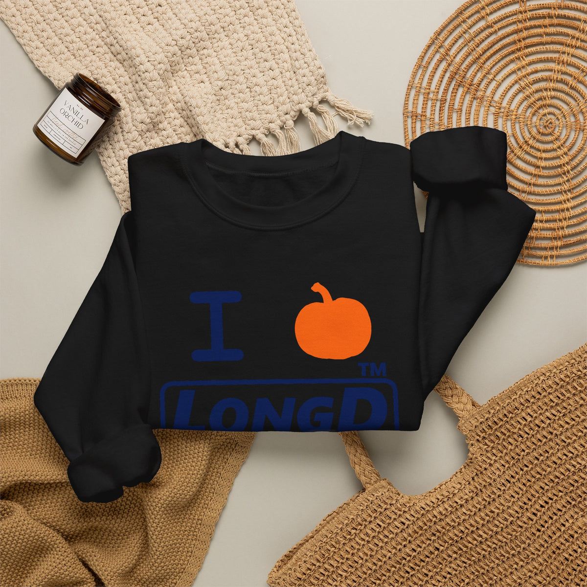 I pumpkin LongD Chicago positive basic Navy (002060) front-back logo crewneck sweatshirt