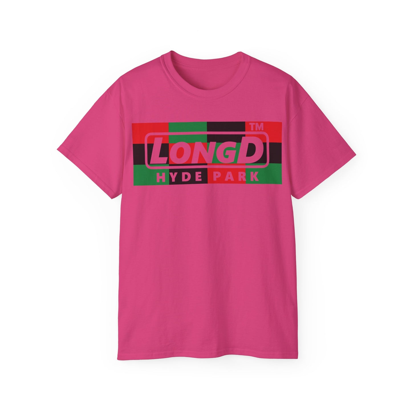 LongD negative 3x4 Hyde Park logo cotton tee (Juneteenth colors)