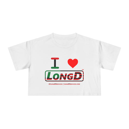 I Luv LongD Logo Women's Crop Tee (Juneteenth positive flag logo)