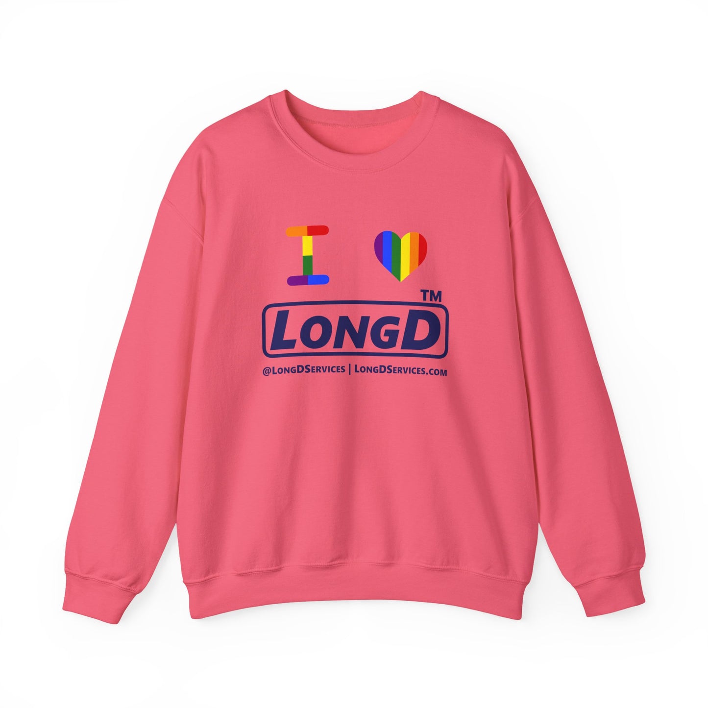 I Luv LongD official basic tag-domain logo crewneck sweatshirt with Pride heart