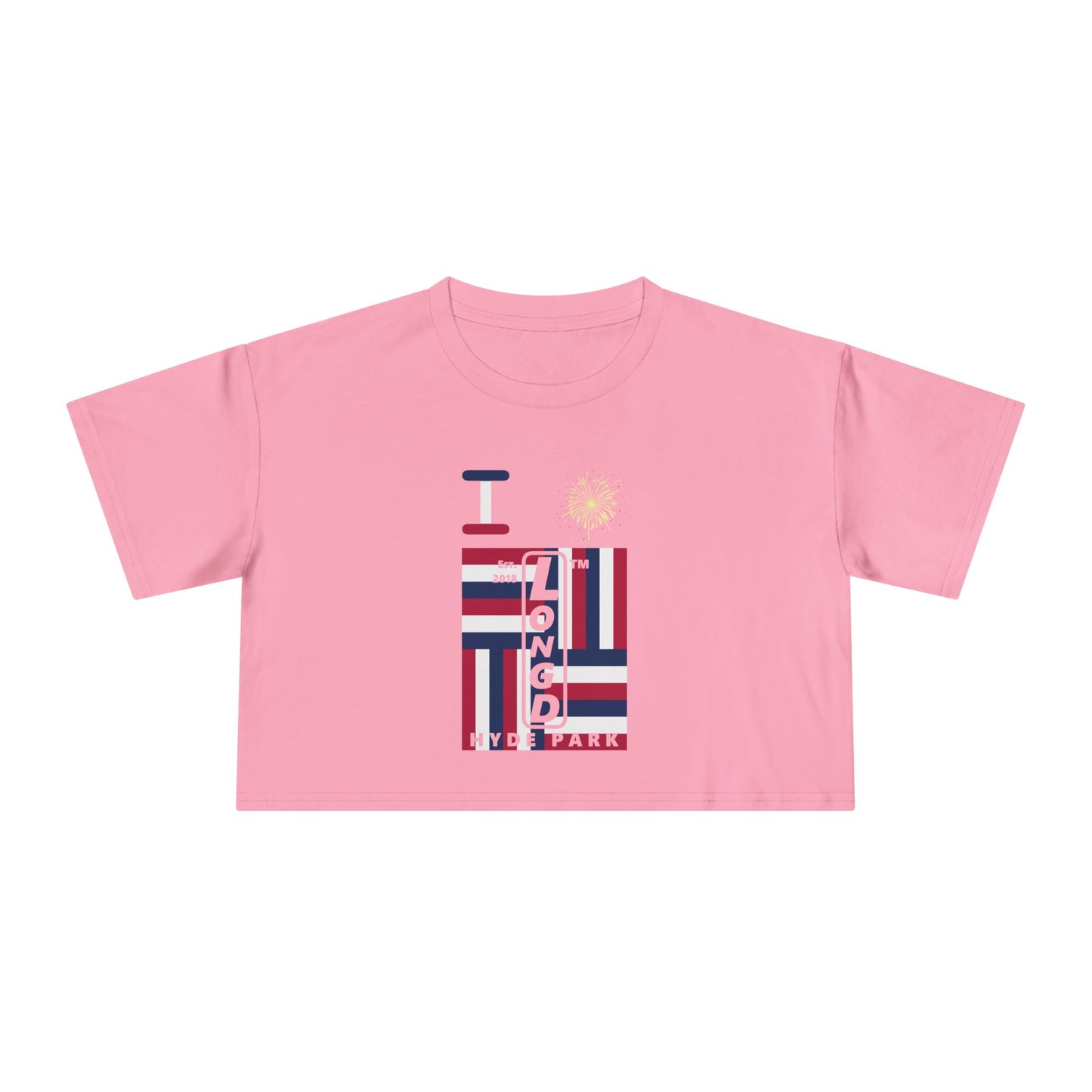 I burst LongD negative windmill upright front-reversed back Hyde Park logo crop tee