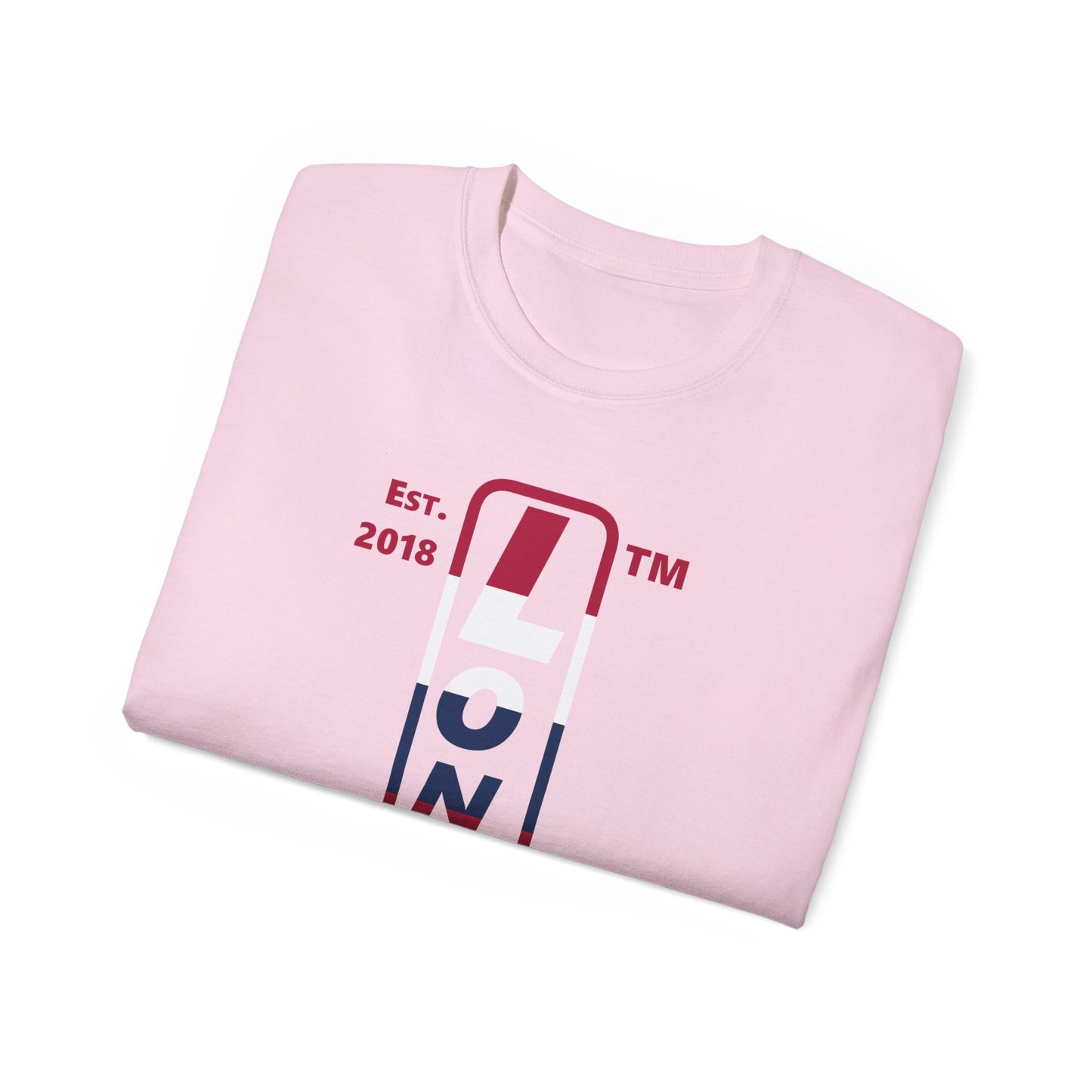 LongD cotton tee positive horizontal 6-striped Chicago upright logo (Patriotic colors)