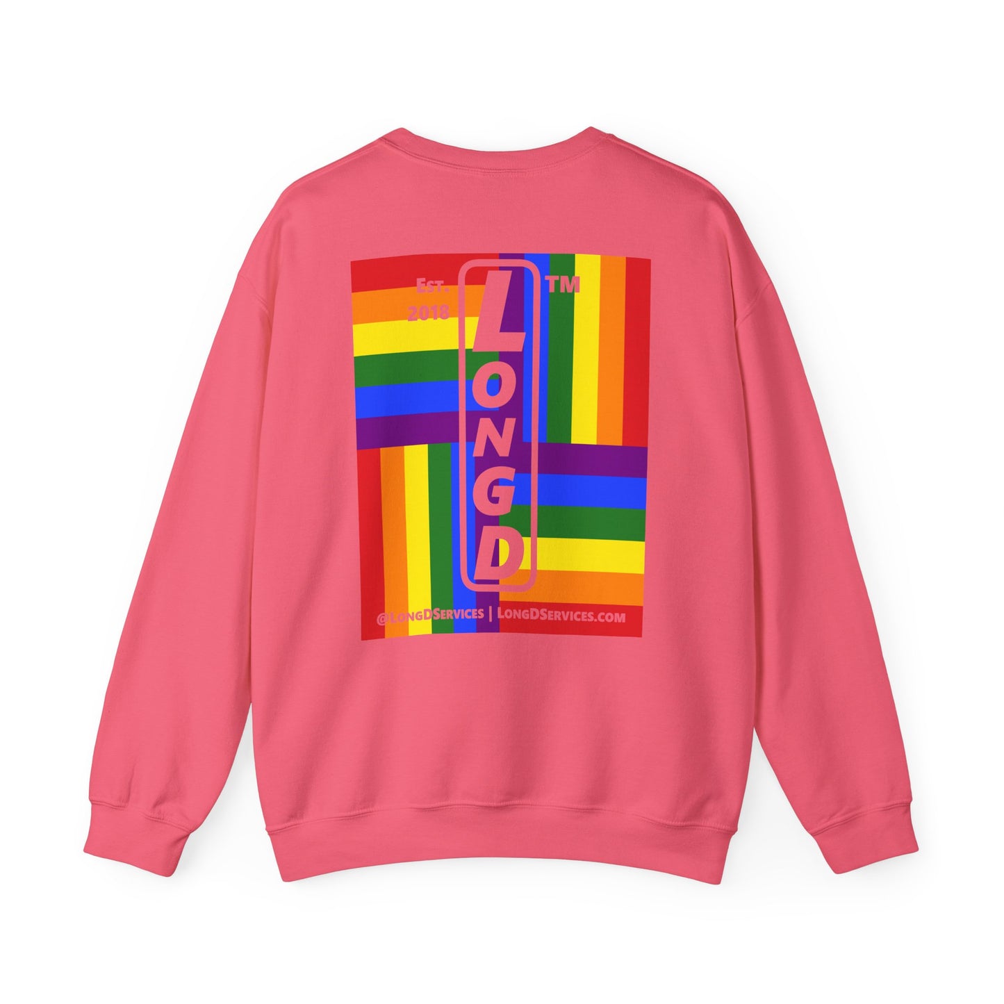 I Luv LongD negative windmill tag-domain upright front-back logo crewneck sweatshirt