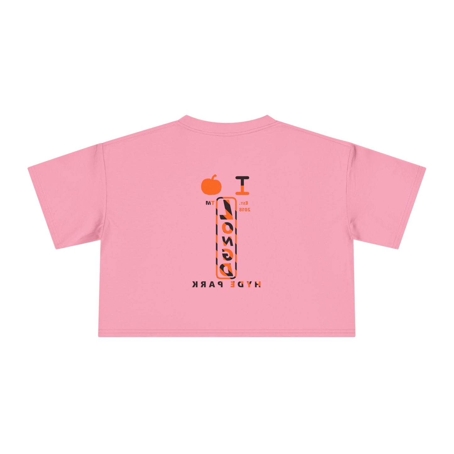 I pumpkin LongD Hyde Park positive upright pixel-weighted 12-striped front-back logo crop tee