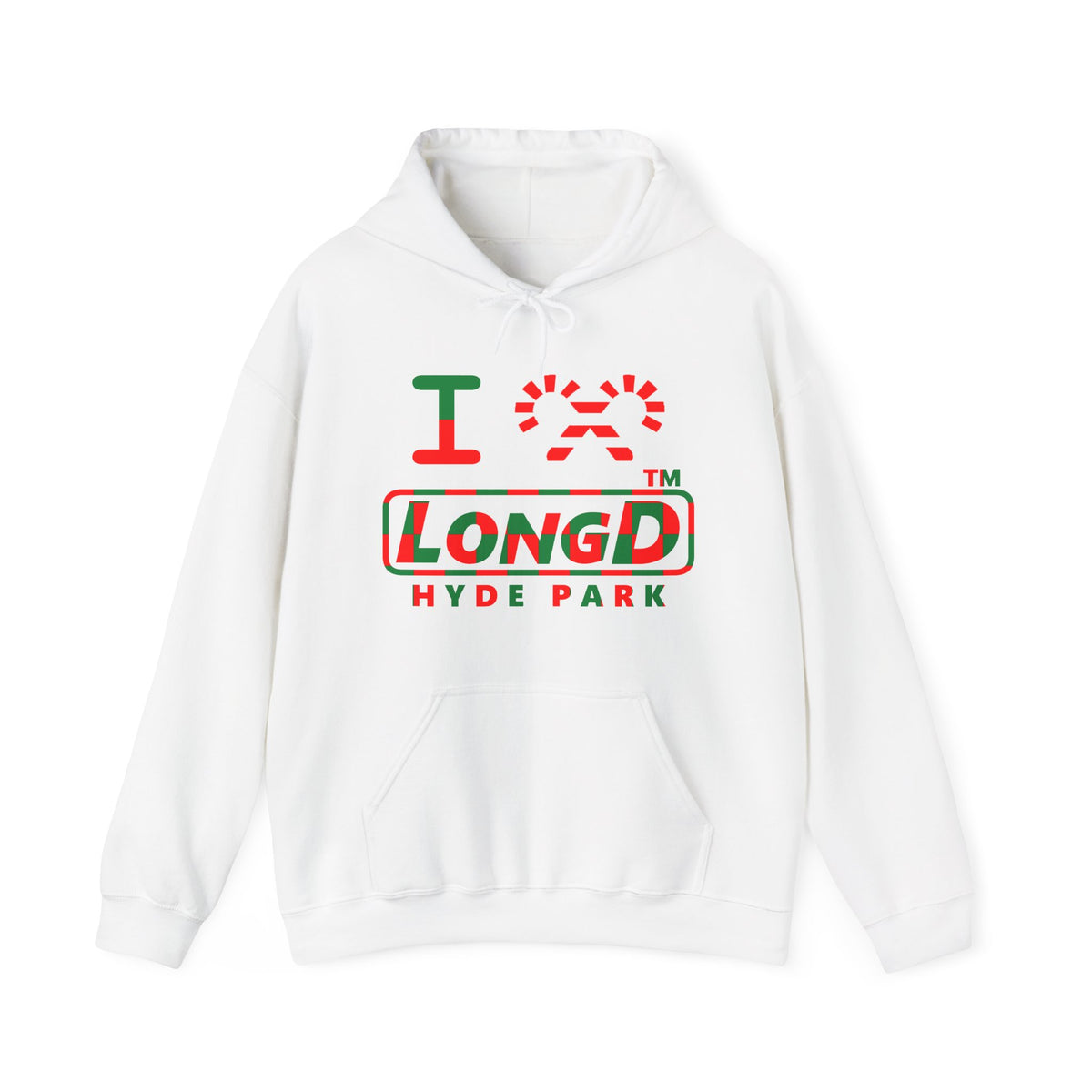 I candy cane LongD Hyde Park positive checkered logo hoodie