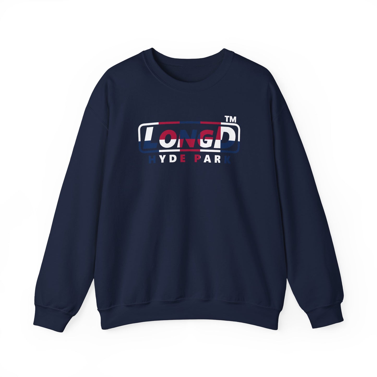 LongD positive 2x5 Hyde Park logo crewneck sweatshirt (patriotic colors)