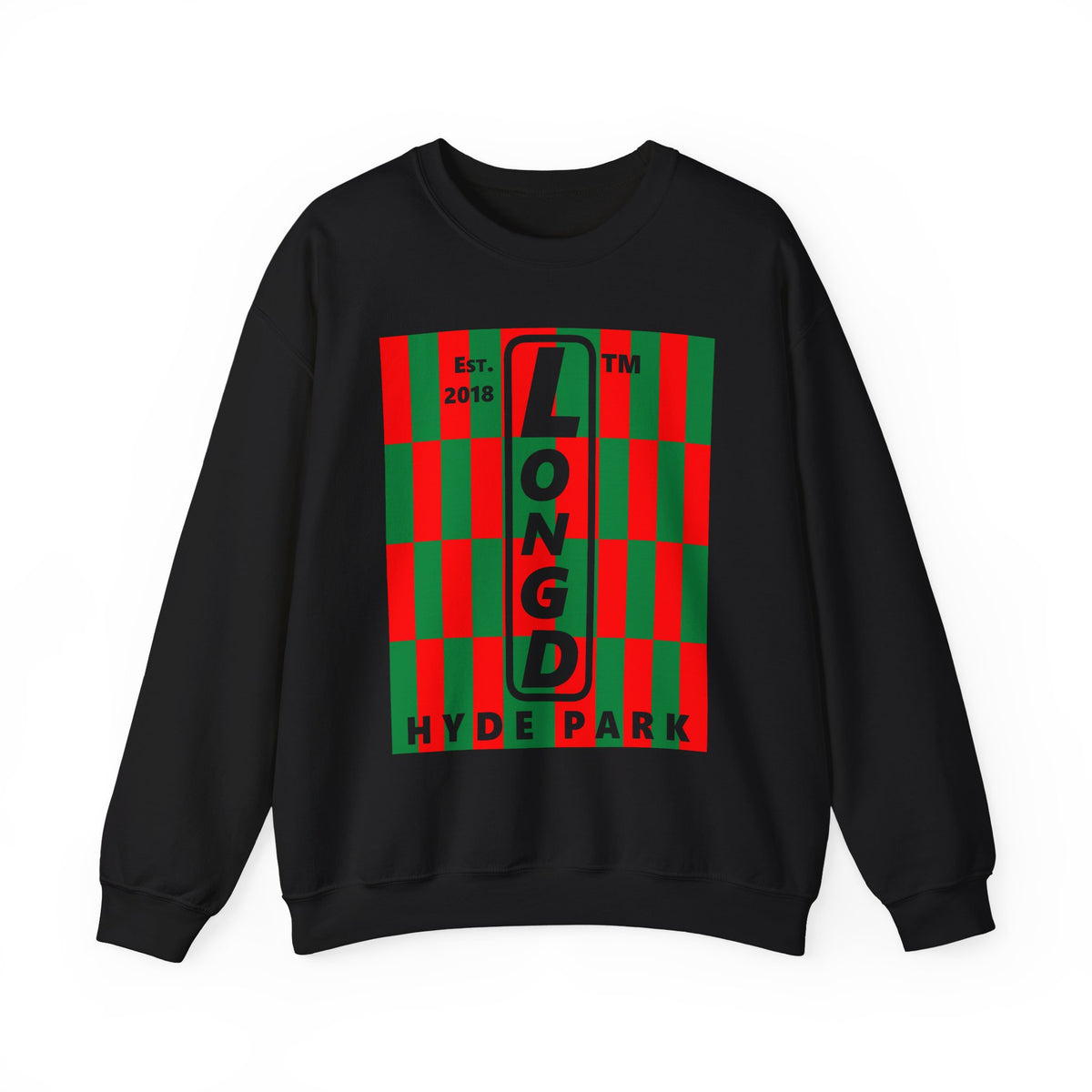 LongD Hyde Park negative upright tiled logo (Xmas colors) crewneck sweatshirt