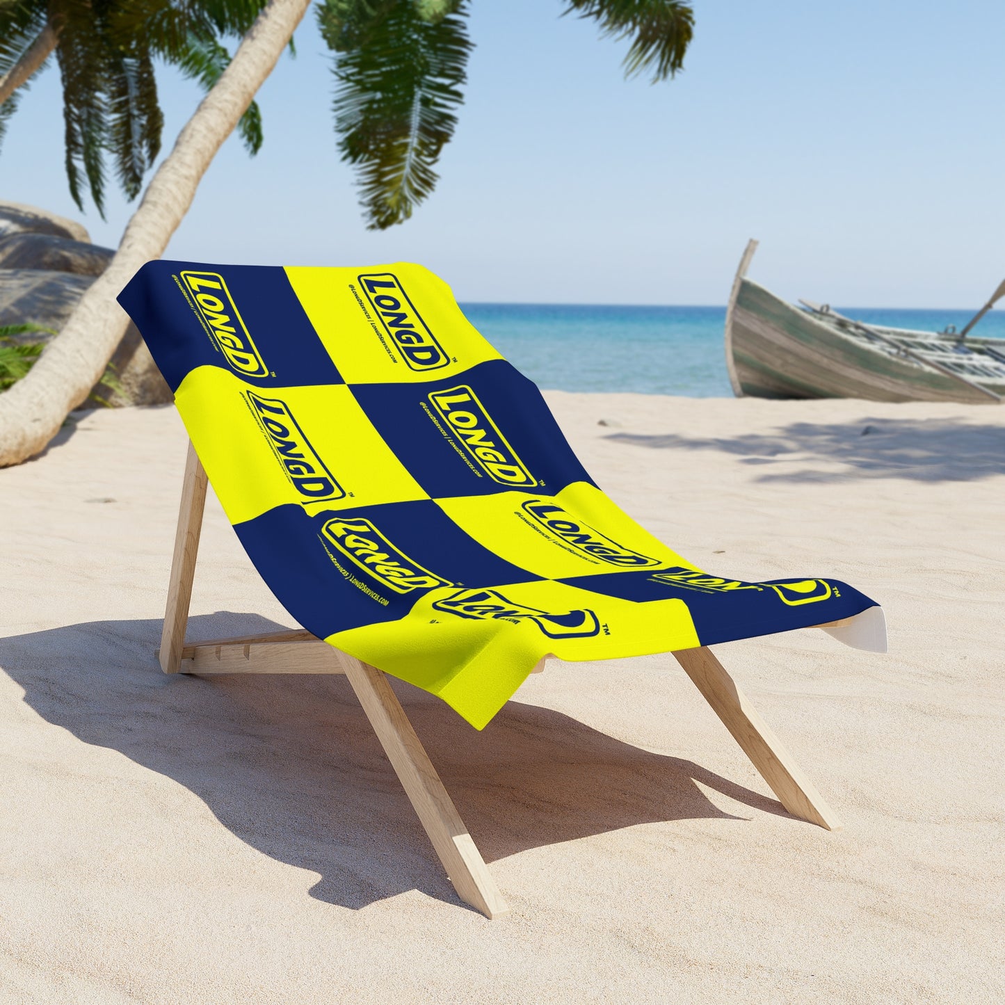 LongD Inline Mixed Grid Logo Beach Towel