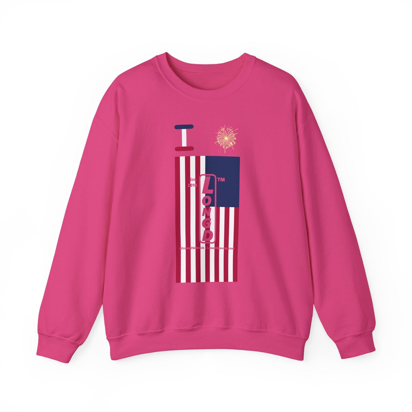 I Burst LongD negative flag tag-domain upright logo crewneck sweatshirt