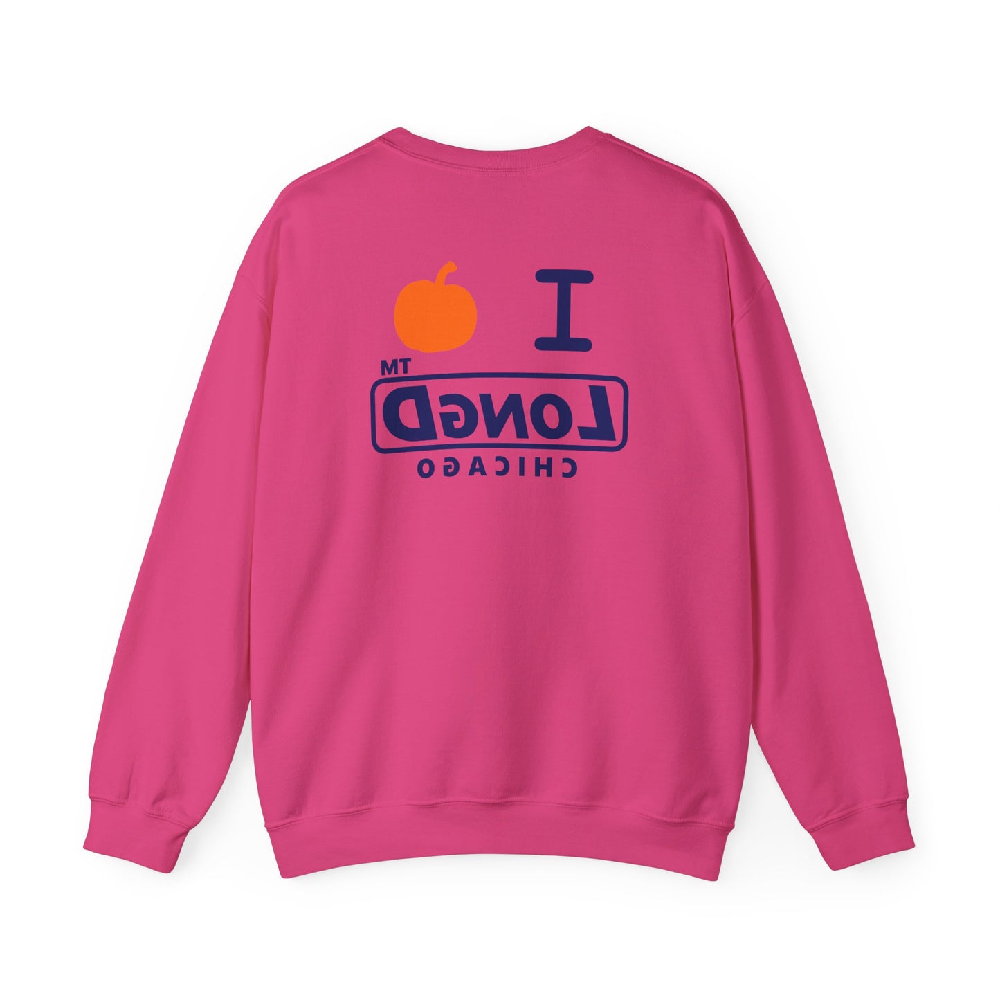 I pumpkin LongD Chicago positive basic Navy (002060) front-back logo crewneck sweatshirt