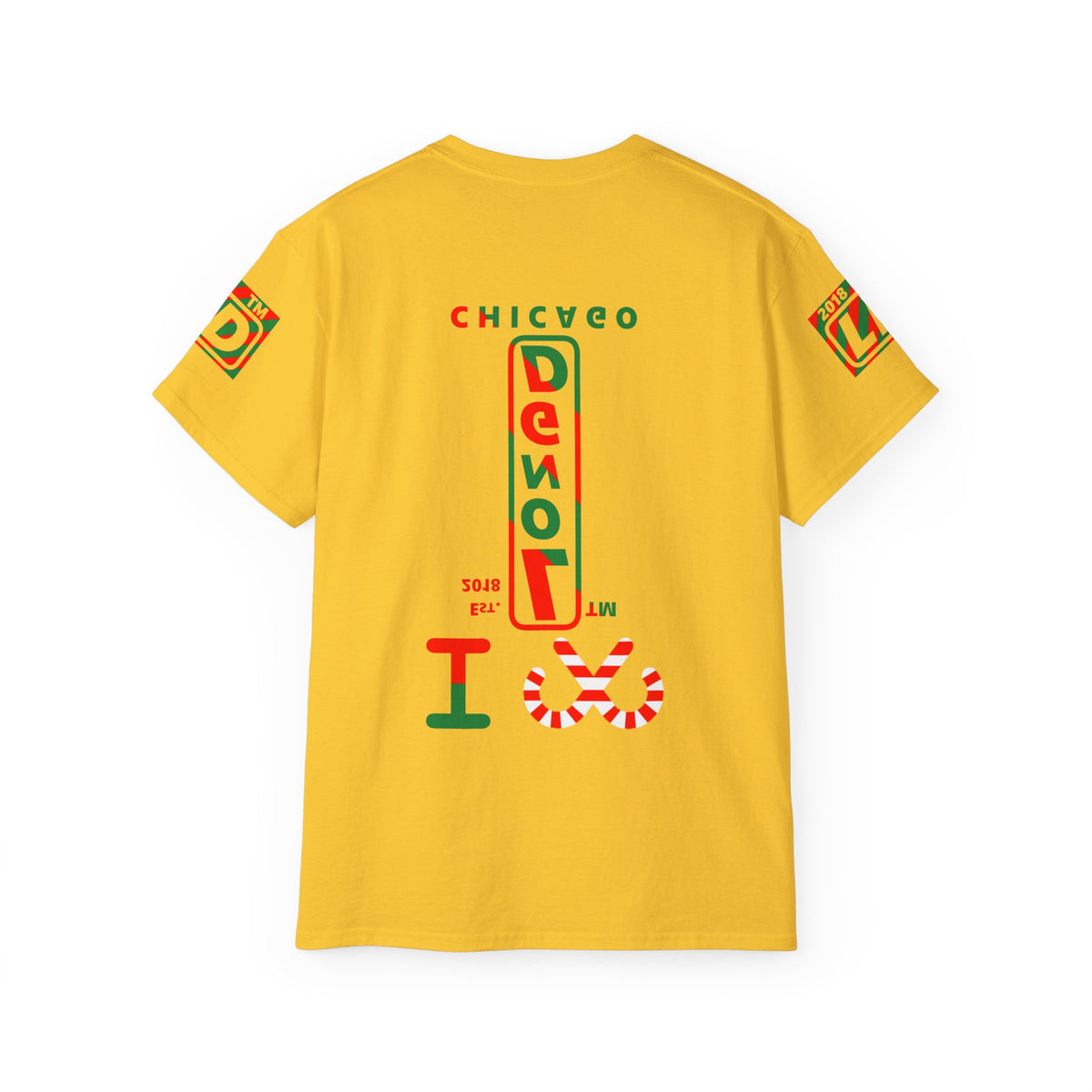I candy cane LongD Chicago positive upright pixel-weighted 4-striped 4-print logo cotton tee