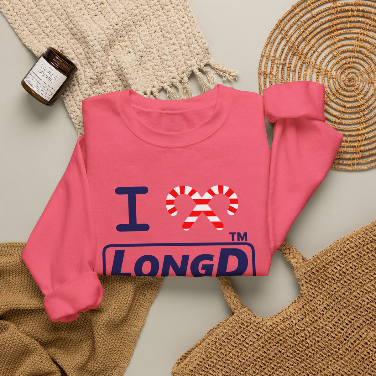 I candy cane LongD Chicago positive official basic navy front-back logo crewneck sweatshirt