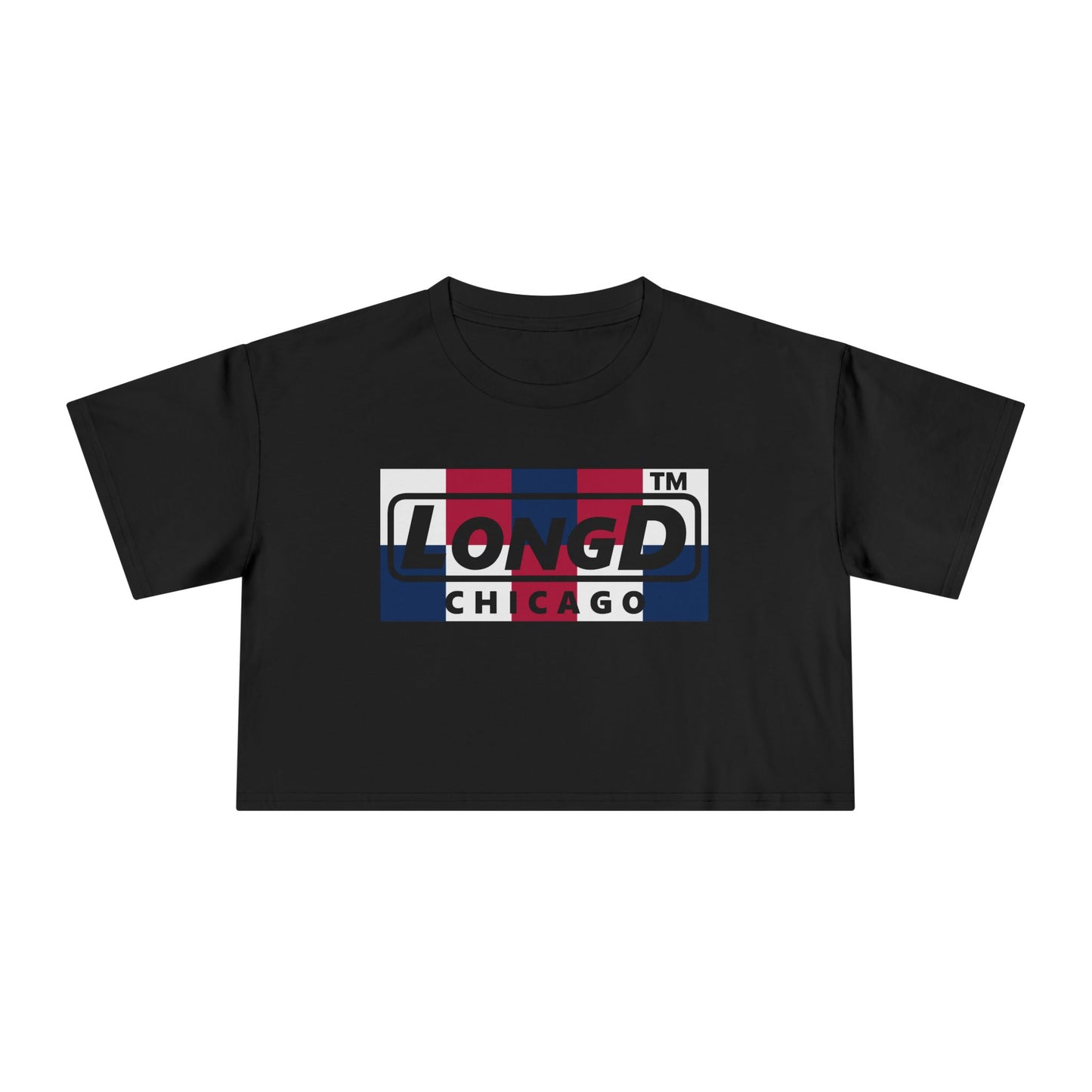 LongD negative 2x5 Chicago Logo Crop Tee (Patriotic colors)