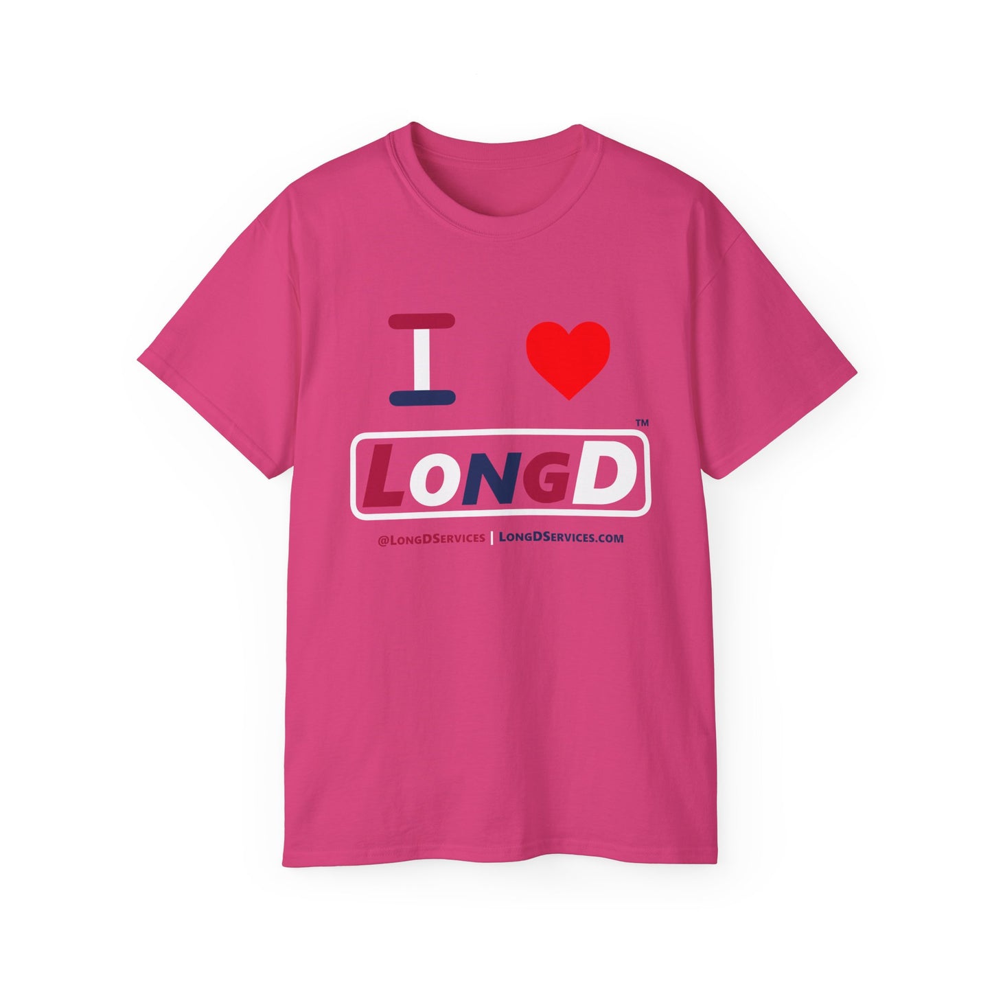 I Luv LongD® Logo Cotton Tee Red, White and Blue positive varied elements text